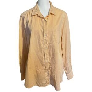 Lola River Size L Button Up Shirt Top Long Sleeves Peach 100% Cotton